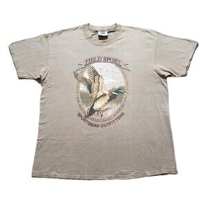 Vintage 90s Lee Field Sport Hunting Size XL Mens USA Made Brown T-Shirt Duck Fly